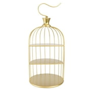 NUOLUX 20cm Wrought Iron Bird Cage Shaped Dessert Display Stand Table Decoration Multi-layer Cake Rack Snack Holder Metal Rack Banquet Supplies (Golden)